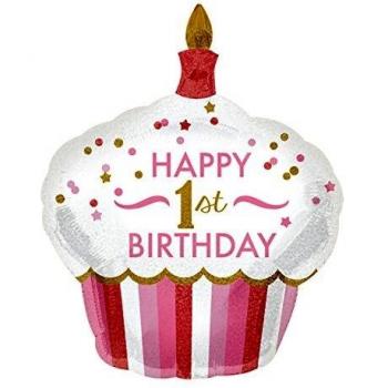 Amscan International – 3452201 1st cumpleaños Cupcake Girl Lámina Globo
