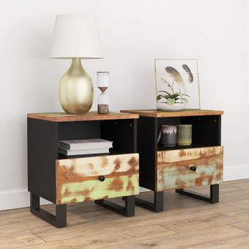 vidaXL Set of 2 Bedside Cabinets in Reclaimed Solid Wood and Engineered Wood