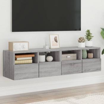 Mueble TV de pared 2 uds madera ingeniería gris Sonoma 60x30x30 cm