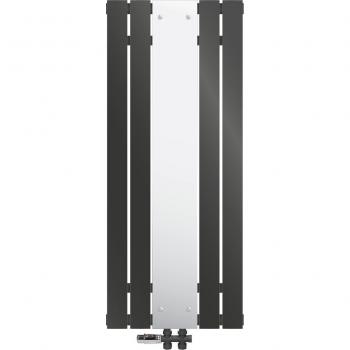Radiador de Baño con Espejo Antracita 1200 x 450 mm Conexión Central al Suelo Multibloque Termostato Vertical ML-Design