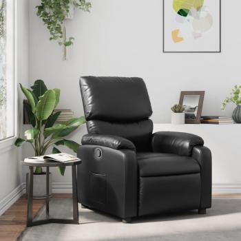 Sillón reclinable de cuero sintético negro, crema y marrón - Sillón cómodo para dormitorio y sala de estar, sofá relax
