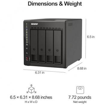 QNAP TS-453E 4-Bay High-Performance Desktop NAS with Intel Celeron Quad-core Processor and 8GB DDR4 RAM