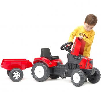 Tractor Rojo a Pedales con Pala y Remolque
