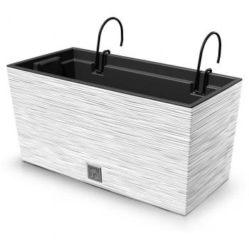 Macetero Blanco con Depósito y Ganchos para Colgar - Colección FURU - 39,5 X 18,5 X 19,5 Cm - 8 L