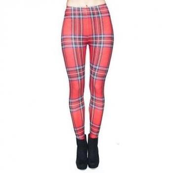 Las mallas para mujer Loomiloo iPad diseño de cuadros de color rojo, talla única