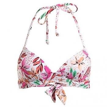 Top de bikini deportivo Roxy Beach Classics impreso mujer blanco rosa naranja - XL