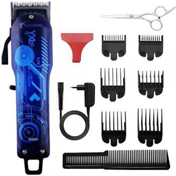 BESTBOMG Cortapelos Profesional Hombres, Máquina Cortar Pelo Kit Cuchilla de Titanio y Cerámica 6 Peine-guía, Cortadora de Pelo Batería Recargable de Litio 2000mAh