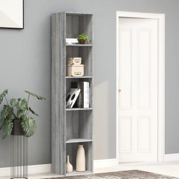 Estantería de madera contrachapada 40x30x189 cm en Blanco, Negro, Roble Sonoma y Gris Sonoma - Mueble de Almacenaje para Oficina, Estudio, Sala de Estar y Dormitorio