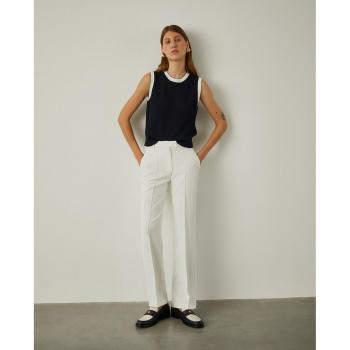 Pantalón de vestir clásico para mujer Lion of Porches con bolsillos y pinzas en color blanco