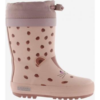 Botas de agua de caucho para niños con diseño de animalitos, cuello ajustable y suela dentada en color rosa (hasta talla 30)