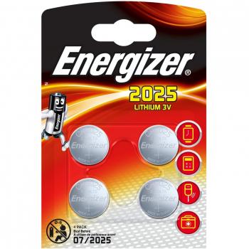 Energizer CR2025 Batteries, Lithium Coin, 4 Pack