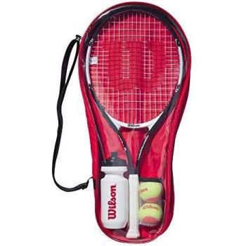 Wilson Conjunto de iniciación al tenis, Roger Federer Starter Set 25, Raqueta Roger Federer 25, Botella, 2 pelotas, Bolsa de transporte, De 9 a 10 años, WR026810F