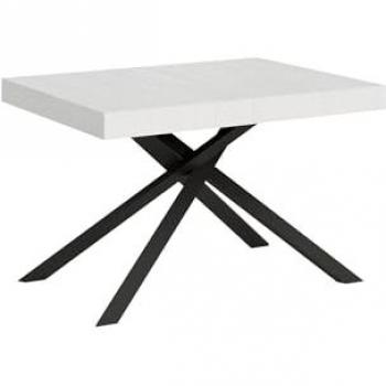 Mesa extensible Karida 90x130/234 cm efecto madera fresno blanco con estructura de hierro antracita