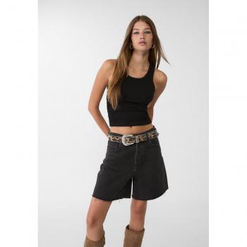 Stradivarius Low-waist Bermuda Shorts Black Denim Size 12 and Size 8