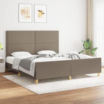 Colchón Tsunbed 180x200 cm con Estructura de Cama y Cabecero en Tela Gris Taupe
