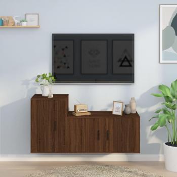 vidaXL Set de muebles para TV 2 piezas madera contrachapada roble marrón, Mueble de salón, Mueble TV, Mesa de TV