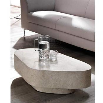 Mesa de Centro Trapezio en Piedra Fósil Beige (100x52x28 cm)