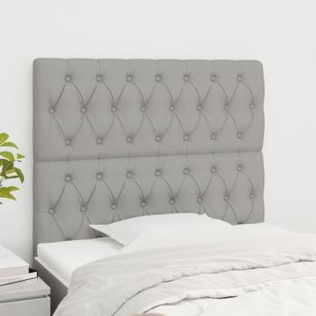 Cabeceros 2 unidades de tela gris claro 100x7x78/88 cm vidaXL