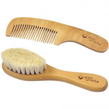 Green Sprouts - Wooden Baby Brush & Comb, Madera