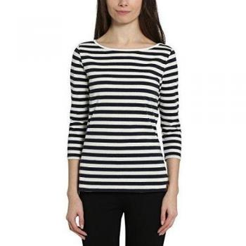 Berydale Camiseta de mujer con mangas Ÿ, a rayas, Azul/Blanco, 34