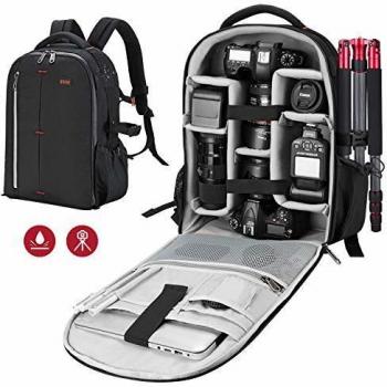 ESDDI Mochila para Cámara a Prueba de Golpes a Prueba de Choques con Divisores Personalizados Acolchados para Lentes, Laptop, Porta Trípode y Cámaras DSLR