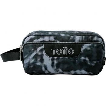 Estuche escolar triple Totto Ondas negro con tres compartimentos