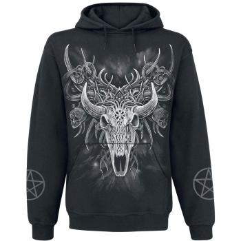 Spiral Horned Spirit Gothic Hooded Sweatshirt Black Large