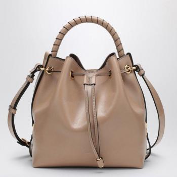 Chloé Women's Marcie Beige Leather Bucket Shoulder Bag