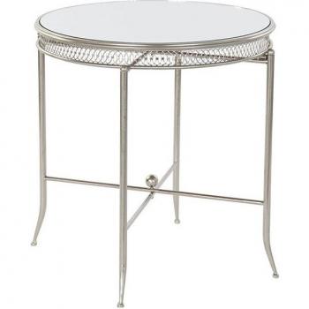 Mesa auxiliar de metal con espejo y diseño plateado - 56 x 56 cm