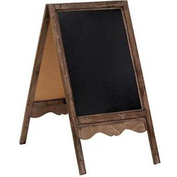 Caballete Doble Cara Exterior con Pizarra de Madera 95x6x50 cm - Acabado Vintage