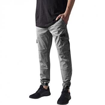 Urban Classics Men's Washed Gray Cargo Twill Jogging Pants