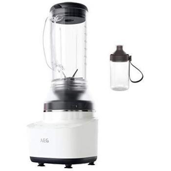 AEG CB7-1-4CW Batidora de Vaso Compact, 2 Programas, Jarra capacidad de 0.6L, Botella portátil, Apta Lavavajillas, 2 Velocidades,900W, Blanco