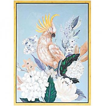 Cuadro Lienzo Romimex Multicolor Loro con Marco 60 x 80 x 4 cm