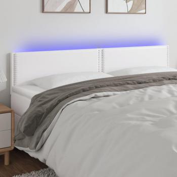 Cabecero LED blanco 180x5x78/88 cm en cuero sintético