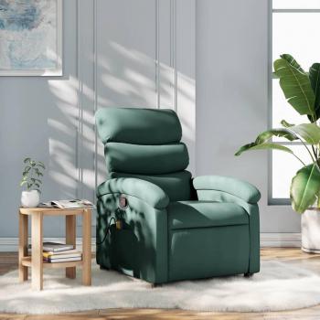 Sillón de masaje reclinable de tela en colores gris claro, gris oscuro, negro y verde oscuro