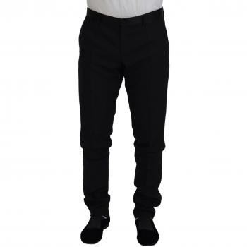 Dolce & Gabbana Black Wool Chino Dress Formal Pants - IT52 | L, Suit Trousers, male, Black, Size: XL