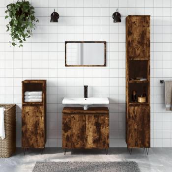Mueble de baño Humo Roble 58x33x60 cm Madera multicapa Armario de baño madera de ingeniería roble ahumado 58x33x60 cm Vidaxl Marrón