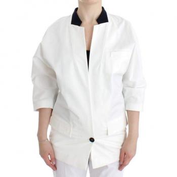 White Cotton Blend Oversized Blazer Jacket - Andrea Pompilio IT44|L