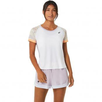 Camiseta Asics Court Graphic Ss Top Blanco Lila Mujer