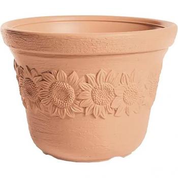 Maceta SUNNY 22L Prosperplast en Color Terracota con Relieves y Dimensiones 400x400x300