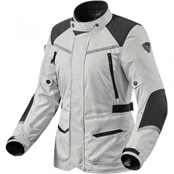 REV'IT! Chaqueta de Moto para Mujer Voltiac 3 H2O Plateado-Negro, chaqueta textil impermeable, diseño específico para damas, color plateado y negro, incluye membrana H2O que proporciona