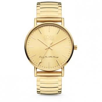 Reloj Mujer CO88 Collection 8CW-10058, modelo analógico, correa de acero inoxidable dorado, esfera blanca con detalles en oro, resistente al agua hasta 30 metros, diseño elegante y moderno