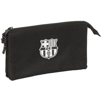 Estuche Triple F.C. Barcelona Chica - Portatodo Infantil, 22x12x3 cm, Color Negro, Ideal para Niños en Edad Escolar, Cómodo y Resistente