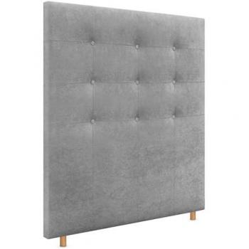 Cabecero Capitoné hasta el Suelo 8cm Tapizado en Tela y Polipiel ACUALINE para Cama Dormitorio (Gris, 90x120cm)