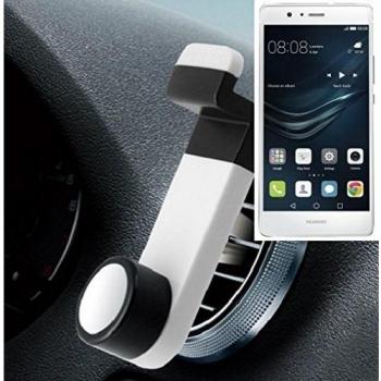Smartphone universal Holder Holder / Car montaje / parabrisas para el Huawei P9 Lite Dual Sim. blanco. Titular de teléfono de la rejilla de ventilación se puede utilizar con los teléfonos inteligentes y las tabletas de 5.2 cm - 9,4 cm de ancho. Titular