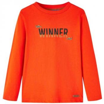 Camiseta Infantil Manga Larga Estampado Texto Winner Jersey Naranja Brillo 104