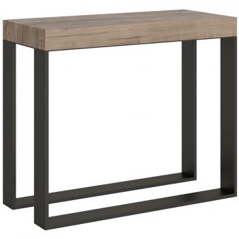 Consola extensible 90x40/196 cm efecto madera roble natural con estructura de hierro