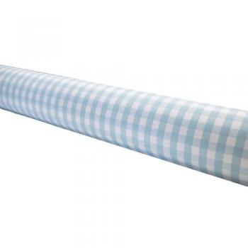Rollo de Mantel Antimanchas Impermeable Cuadros Vichy Azules - Vinilo y Poliéster - 1,40 x 20 Metros