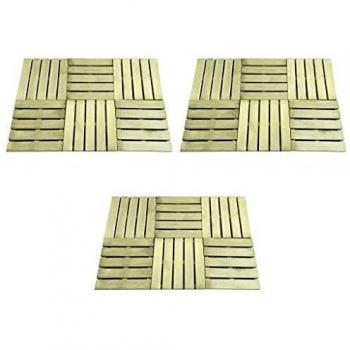 vidaXL 18x Baldosa de Porche 50x50 cm Madera de Pino Verde Suelo Loza Azulejo Teja Loseta Baldosín Terraza Veranda Balcón Resistente Intemperie