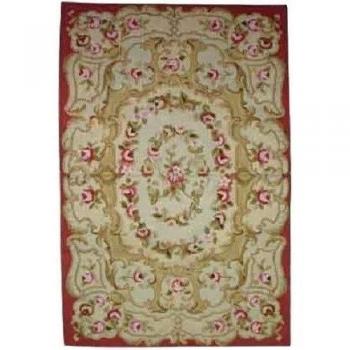 BETTER & BEST Q B&B Q BETTER & BEST Alfombra Petit Point con capullos de 122 x 183, Color roja, Lana, Fresa, 120 x 180 cm